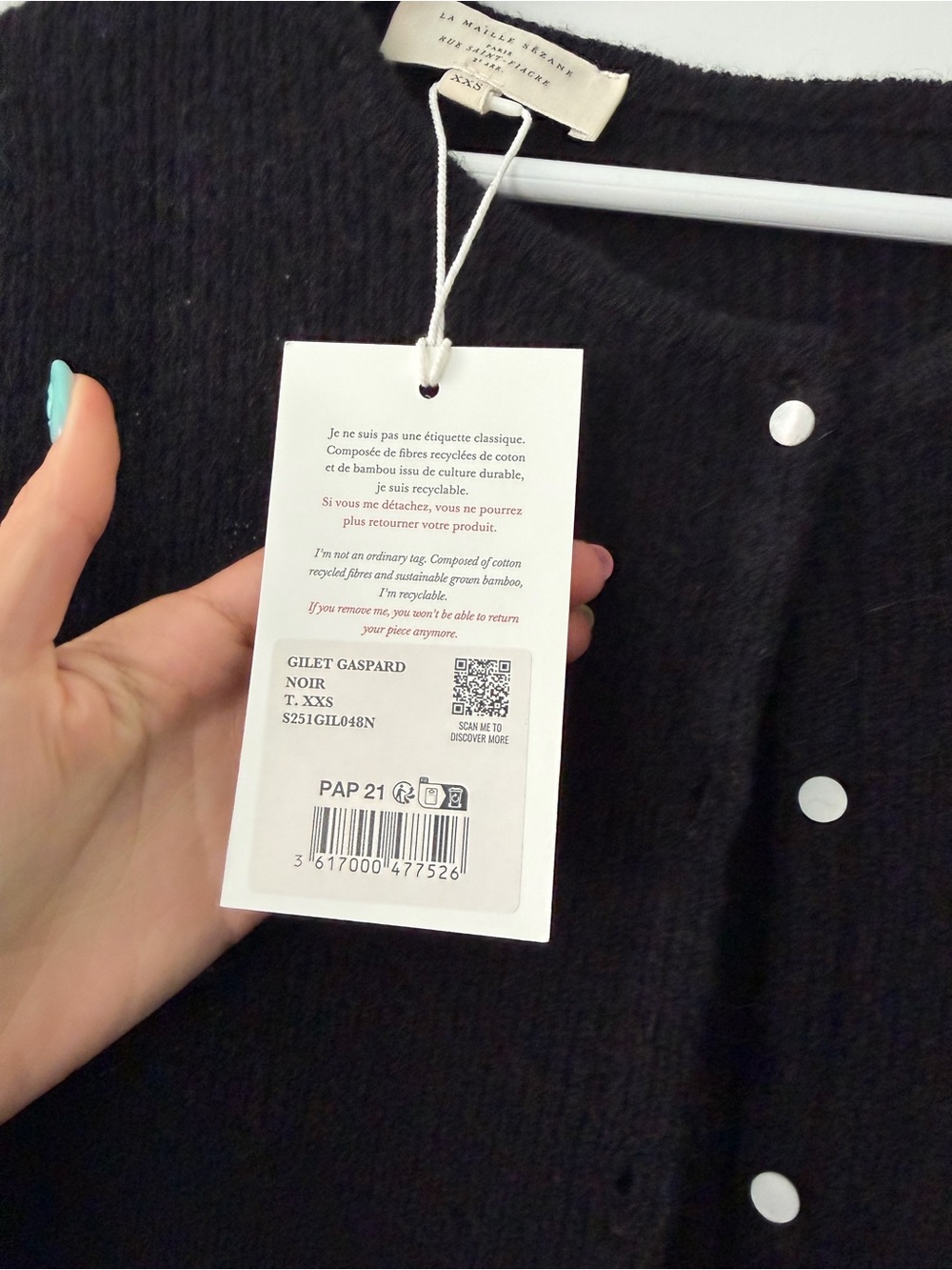 Sézane Gaspard Black Button-Up Knit Cardigan - Picture 10 of 11